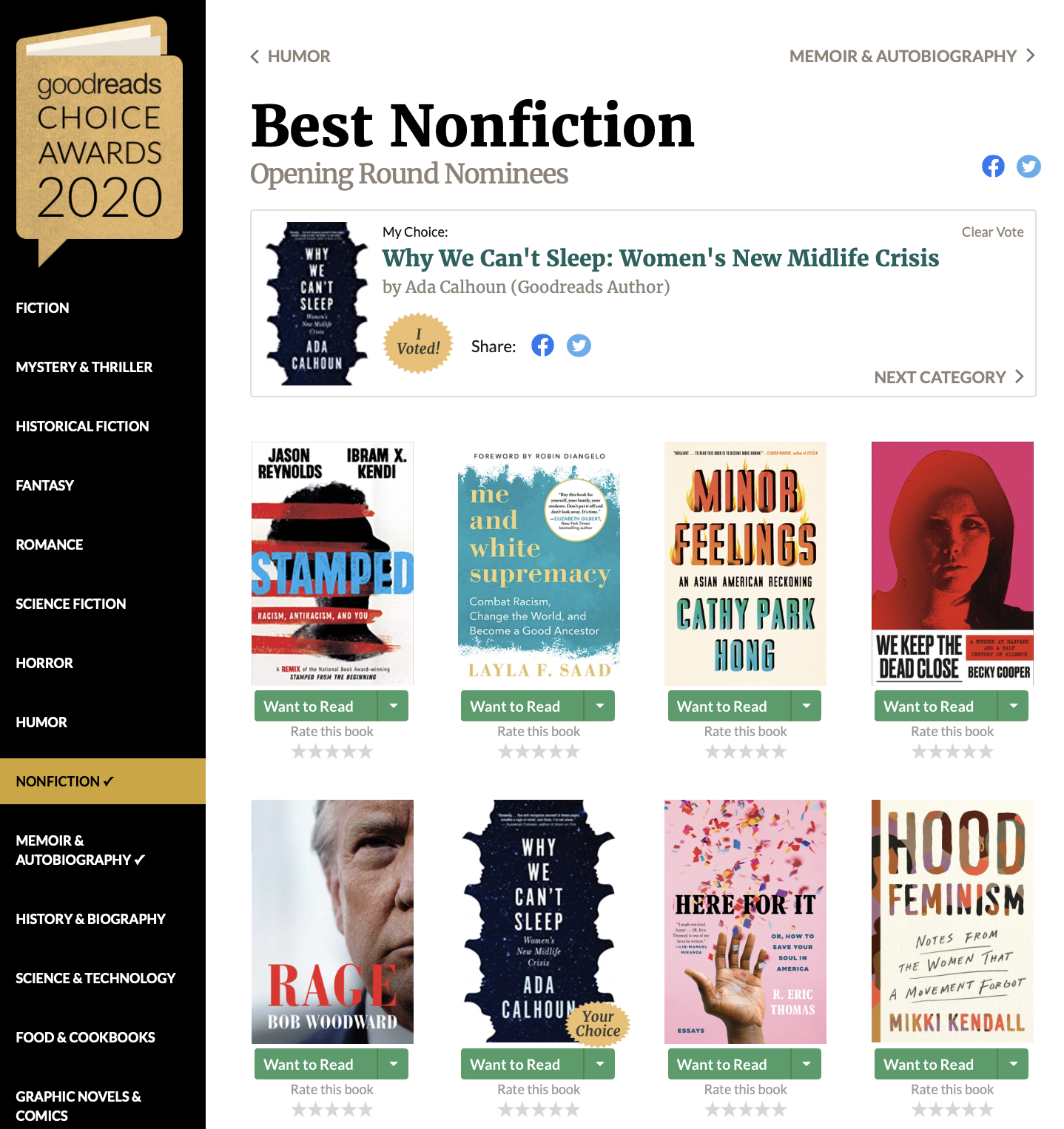 Goodreads Choice Award in Nonfiction Nomination!