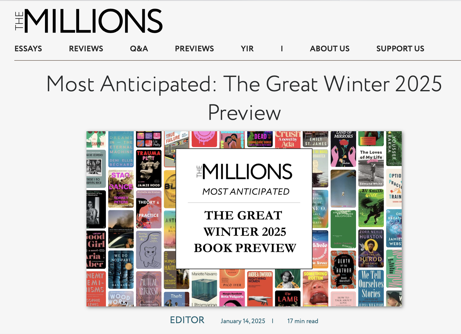 Crush on Even More Lists! Goodreads! The Millions!