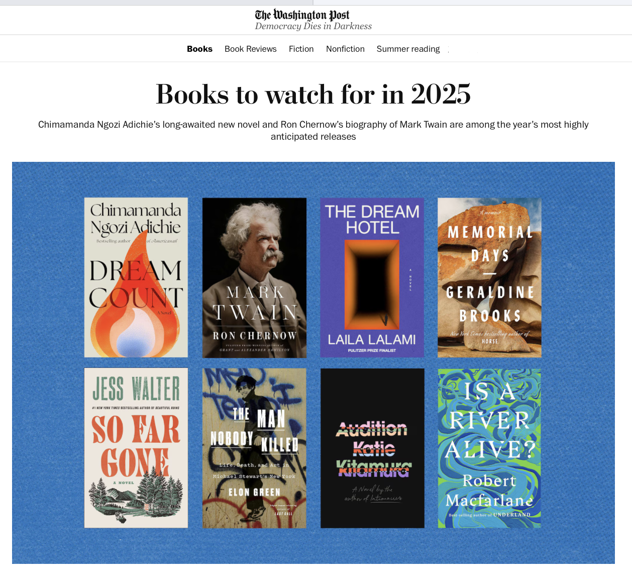 Crush on Washington Post List of Books to Watch for in 2025