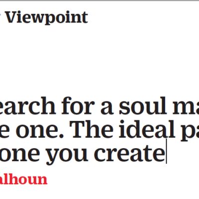 Time Magazine Excerpt: "The search for a soul mate is a futile one"