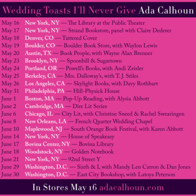 Wedding Toasts Tour Schedule!